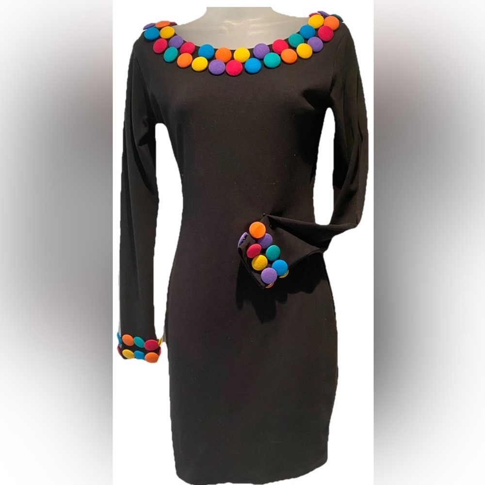 Express Tricot 1990’s black bodycon button‎ embellished mini dress EVC size S/M